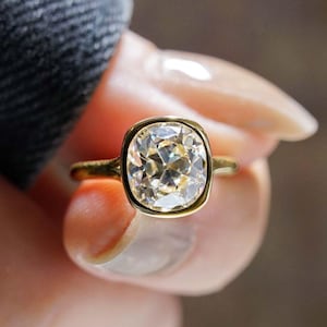 Cushion 2ct Lab Grown Diamond Solitaire Full Bezel Engagement Ring Solitaire Ring Birthday Gift Ring Forever One Ring For Her IGI Certified