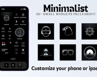 Minimalist Small Black App Icons: iOS, Android Home Screen Theme