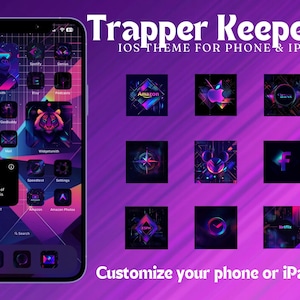 Retro iOS App Icons, Trapper Keeper inspired App Icon Pack, 80&#39;s Icon Pack, Widgets, iPad Retro Icons, Cool Awesome Retro App Icons, Custom