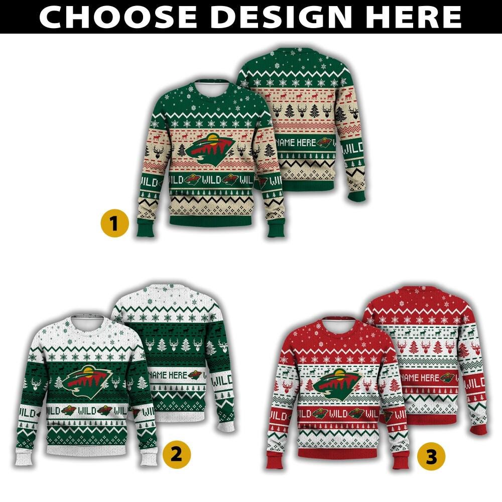 Discover Personalized Minnesota Hockey Ugly Sweater Christmas, Ice Hockey Sweater Gift For Fan, Kirill Kaprizov Zeev Buium Fan Shirt