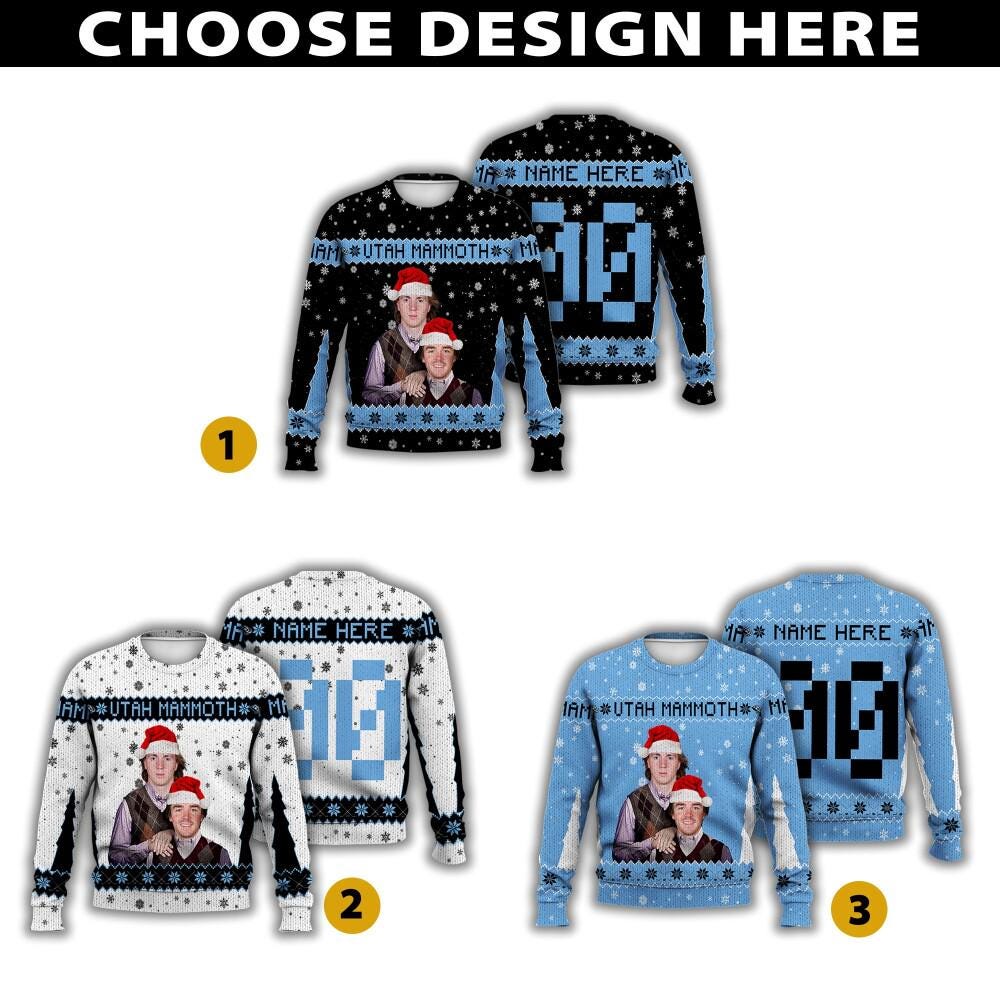 Discover Personalized Logan Cooley Clayton Keller Hockey Ugly Sweater, Utah Bros Funny Christmas Hoodie, Ice Hockey Christmas Gifts Shirt