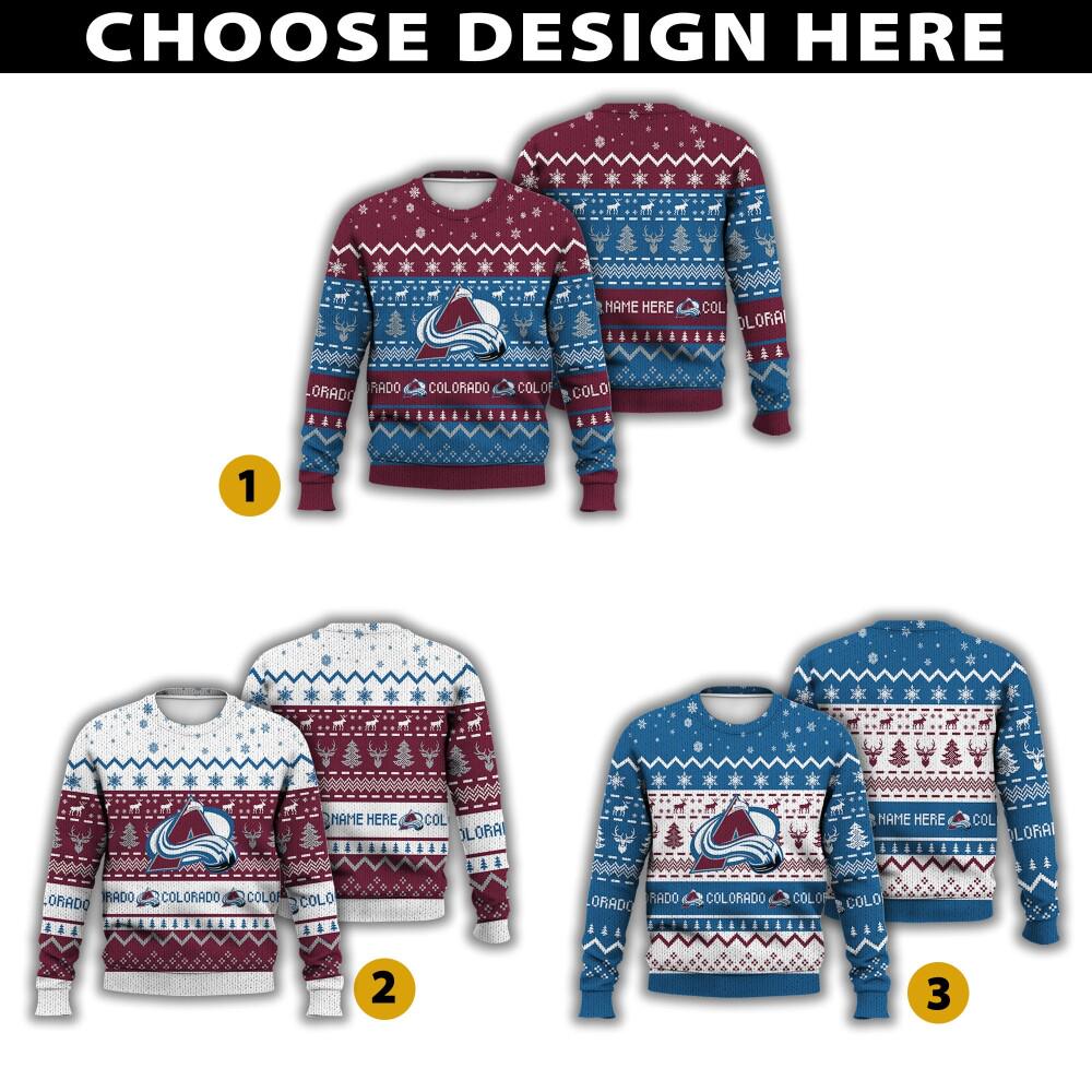 Discover Personalized Colorado Hockey Ugly Sweater Christmas, Ice Hockey Sweater Gift For Fan, Nathan MacKinnon Cale Makar Fan Shirt