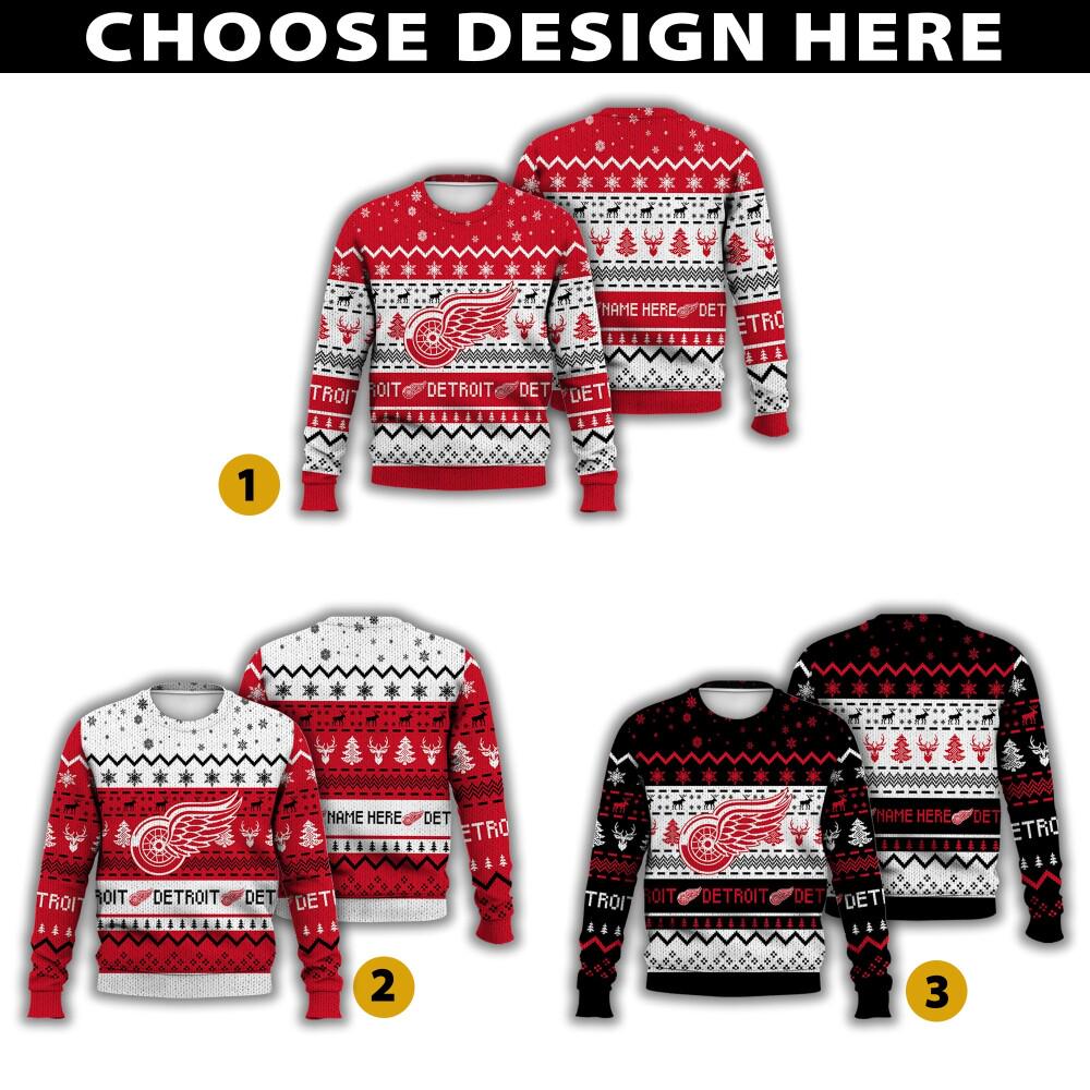 Discover Personalized Detroit Hockey Ugly Sweater Christmas, Ice Hockey Sweater Gift For Fan, Patrick Kane Dylan Larkin Fan Shirt