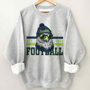 Seattle vintage voetbalshirt, Seahawk sportfankleding, trendy Game Day-cadeau, uniseks voetbalsweater