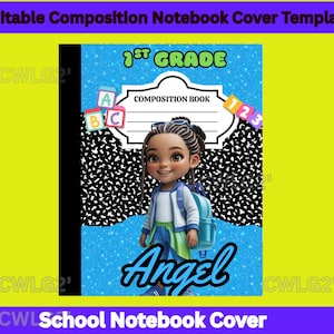 Editable Kids Composition Notebook Cover Template