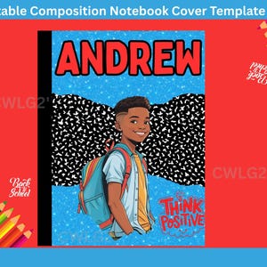 Editable Kids Composition Notebook Cover Template
