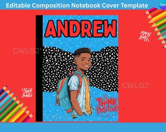 Editable Kids Composition Notebook Cover Template - Etsy