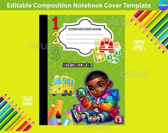 Editable Kids Composition Notebook Cover Template