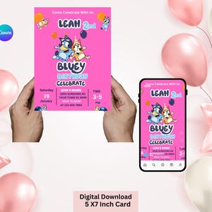 Bluey Editable Birthday Invitation Card