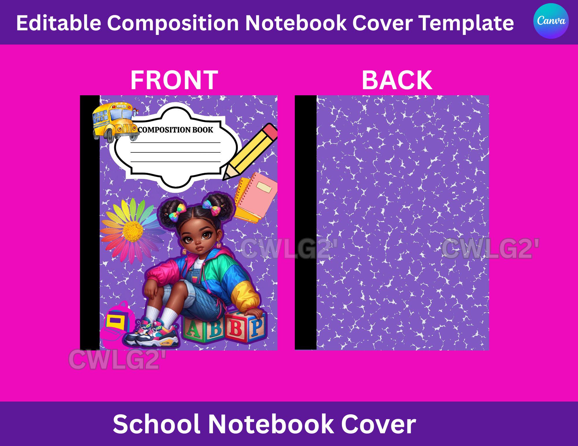 Editable Kids Composition Notebook Cover Template - Etsy