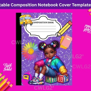 Editable Kids Composition Notebook Cover Template