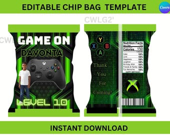 Video Game Chip Bag Template