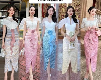 10% korting op 5 traditionele Thaise bruidsmeisjesjurken / Je kunt elke maat en stijl kiezen / Trouwjurk Bride Bridal Made of Honor