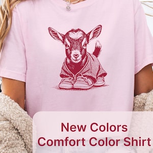 Cute Baby Goat T-shirt for Animal lover Funny Goat Shirt Unisex Garment-Dyed Tee for Women Farm Animal Gift top Goat Mom Farmer Shirt