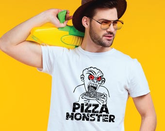 Pizza Monster T-Shirt: Retro 90s Nostalgia, Fast Food Lover Gift