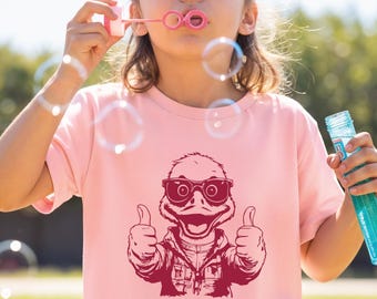 Kids' Thumbs Up Duck T-Shirt: Funny Cartoon Tee