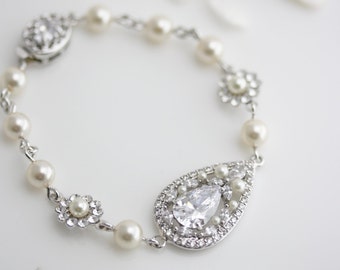 Rose Gold Bridal Bracelet Crystal Wedding Bracelet Art Deco | Etsy