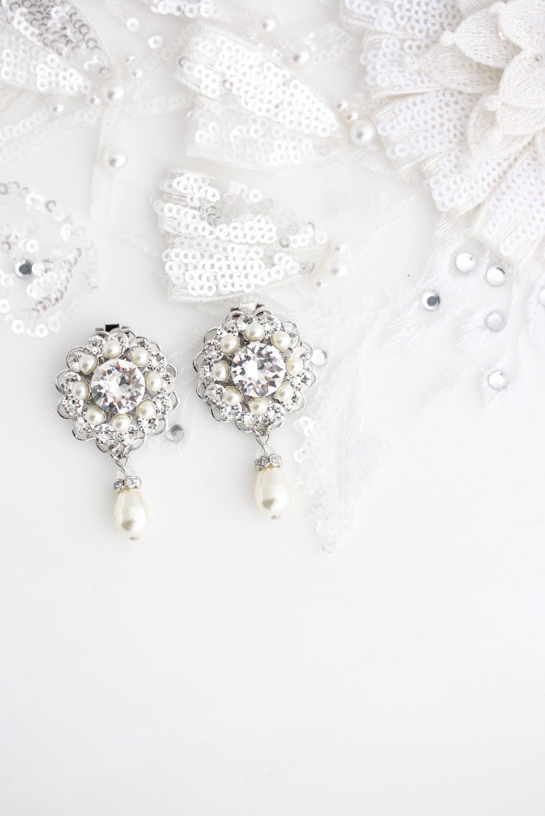 Bridal Wedding Shoe Clips Swarovski Crystal Pearl Round Shoe Etsy