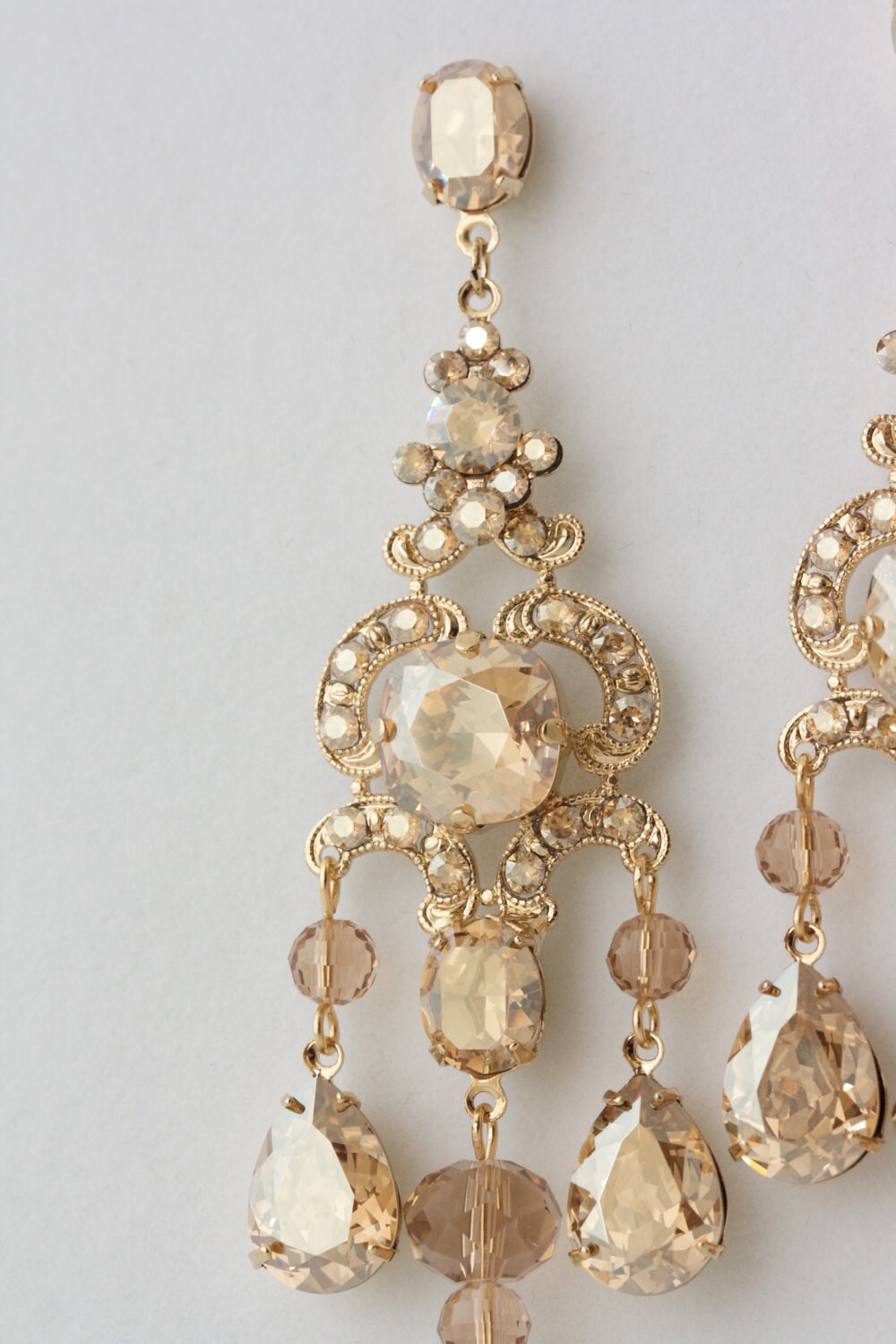 Statement Chandelier Earrings Wedding Earrings Golden Shadow Etsy
