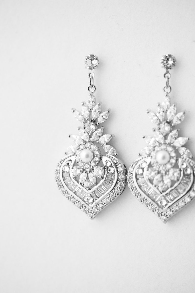 Gold Earrings Bridal Earrings Gold Crystal Earrings Pearl | Etsy