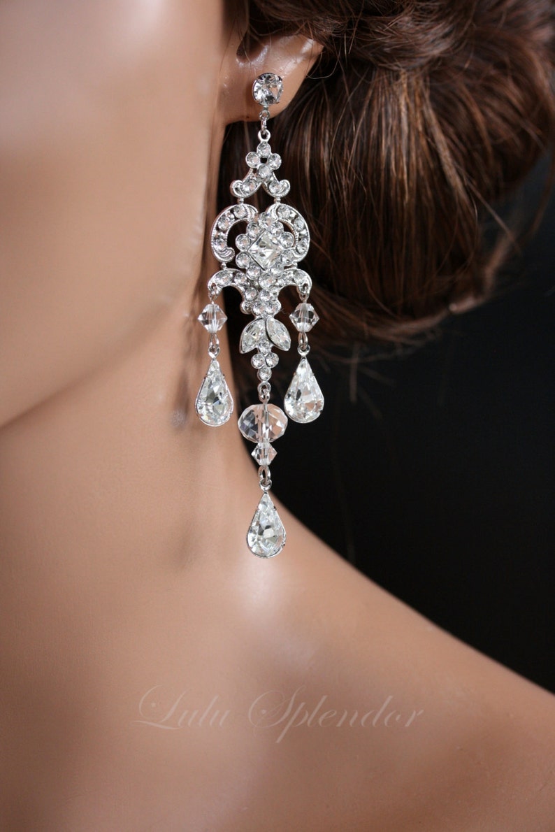 Chandelier Wedding Earrings Swarovski Crystal Bridal Earrings Etsy