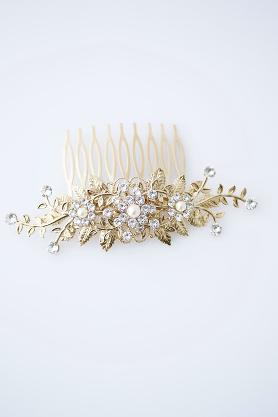 Decorative Hair Comb For Wedding Gold Leaf Hair Accessory For Etsy