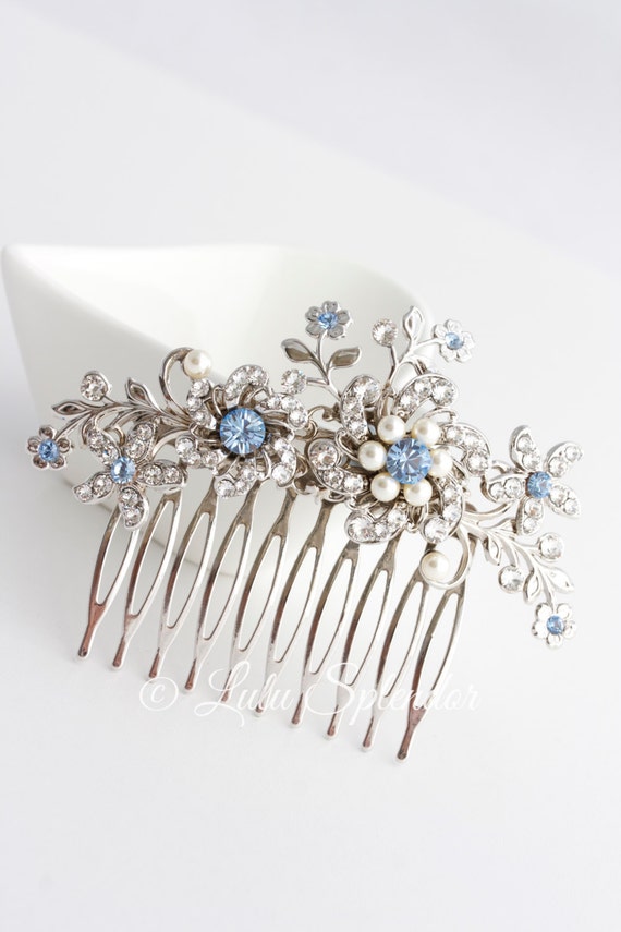 blue wedding hair accessories