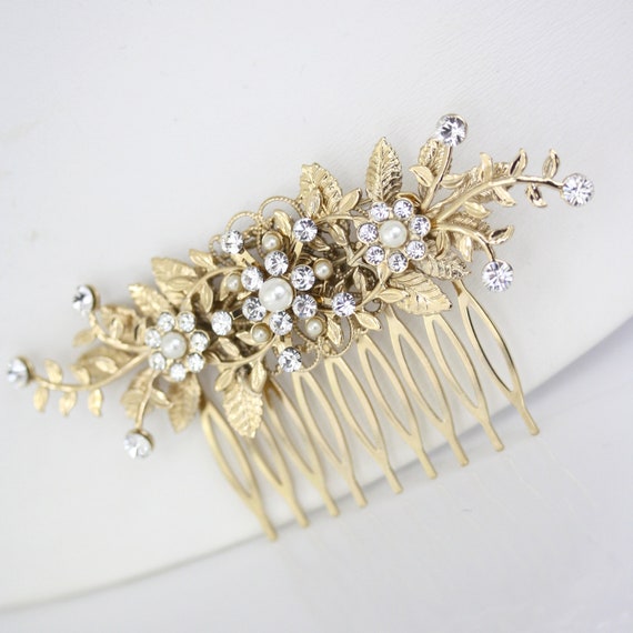 Decorative Hair Comb For Wedding Gold Leaf Hair Accessory For Etsy