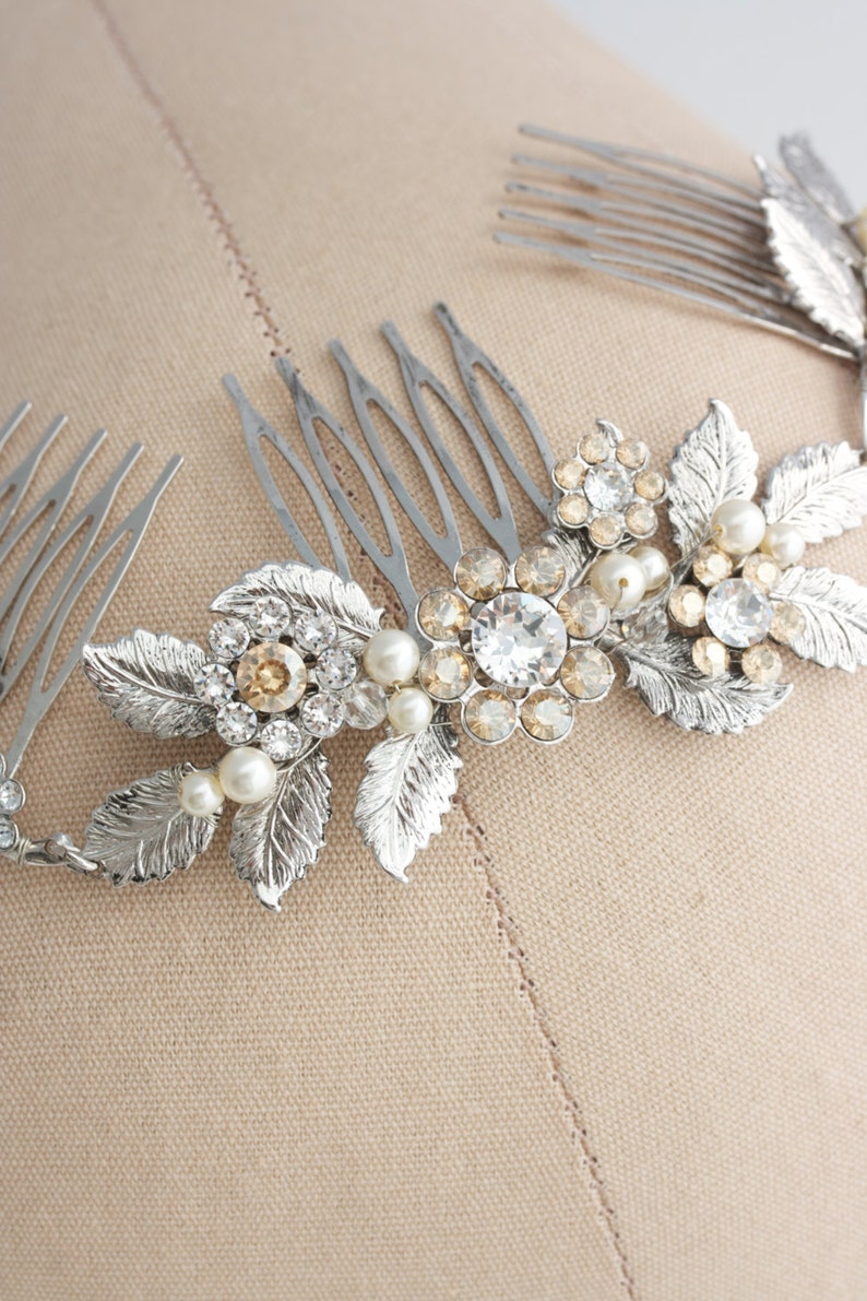 Antique Silver Wedding Hair Accessory Leaf Hair Vine Headpiece Etsy