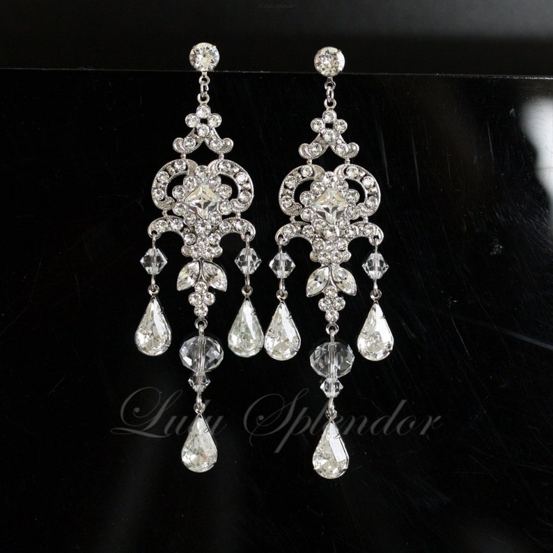 Chandelier Wedding Earrings Swarovski Crystal Bridal Earrings Etsy