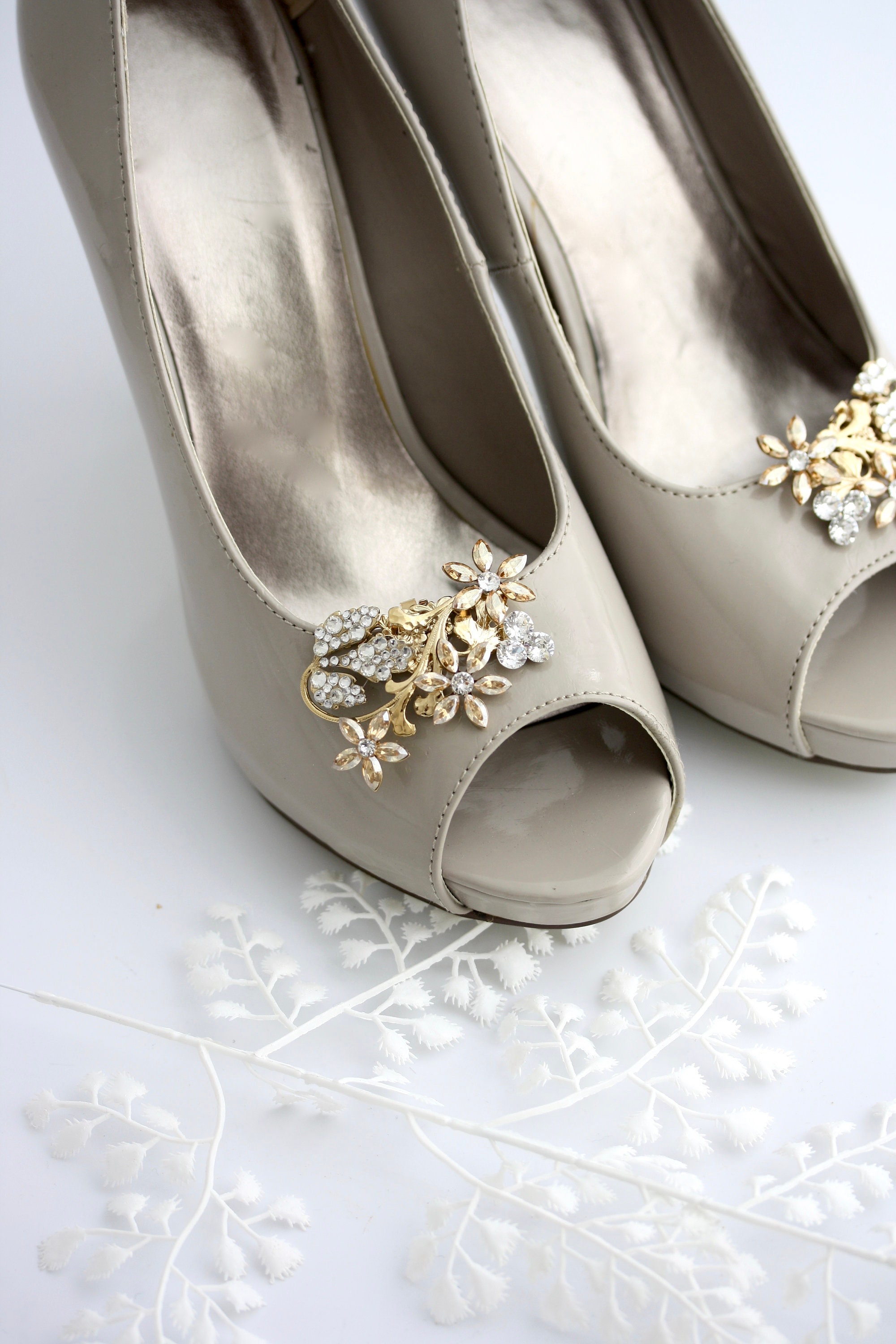 Gold Wedding Shoe Clips Crystal Shoe Clips Rhinestone Shoe Etsy