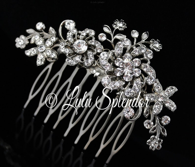 SABINE Bridal Hair Comb Crystal Wedding Comb Flower Side Comb Ivory White Pearl Crystal Rhinestone Wedding Hair Accessories