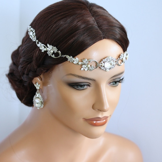Boho Wedding Headpiece Crystal Forehead Band Vintage Headband Etsy