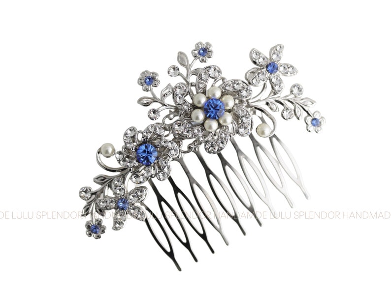 Wedding Hair Comb Light Sapphire Blue Bridal Hair Accessories Etsy