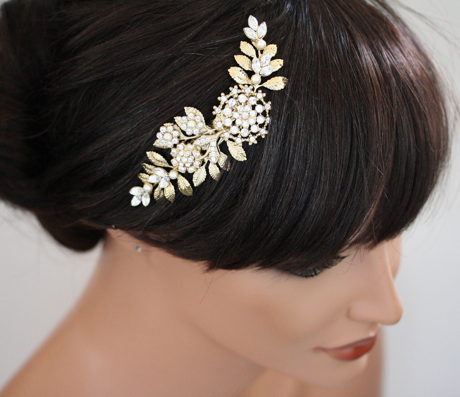 Gold Wedding Hair Piece Bridal Hair Comb Vintage Leaves Etsy