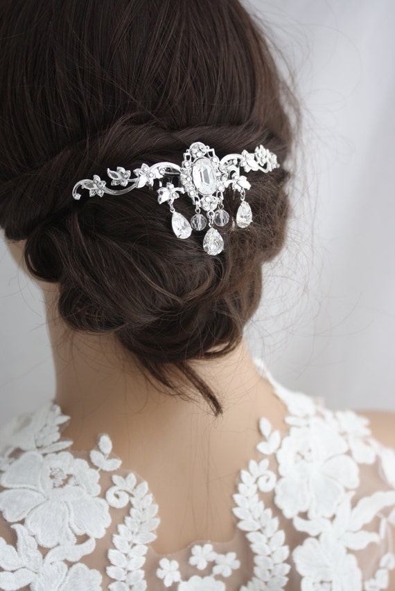 Bridal Hair Comb Crystal Hair Piece Wedding Headpiece Veil Etsy