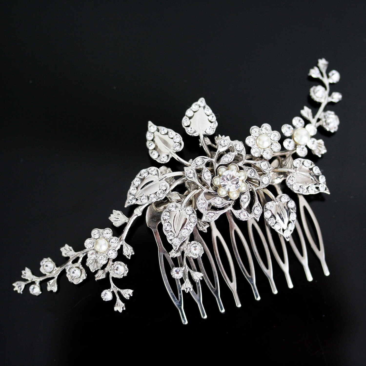 Bridal Hair Comb Wedding Hair Piece Floral Side Comb for Etsy