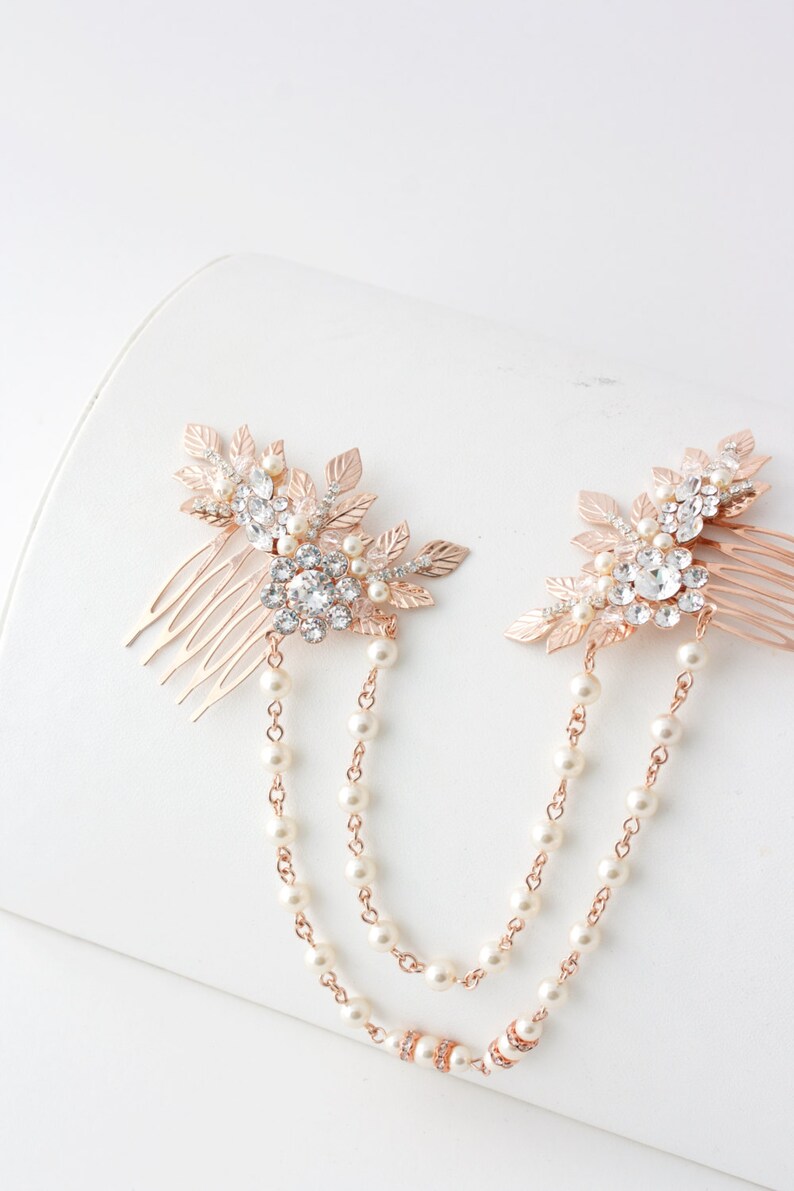 rose gold and pearl headpiece