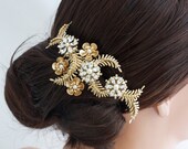 Spring Bridal Comb Gold Wedding Hair Accessory Cherry Blossom Bridal Comb Matte Gold Flower Leaf Comb Art Deco Hair Jewelry  PETAL COMB