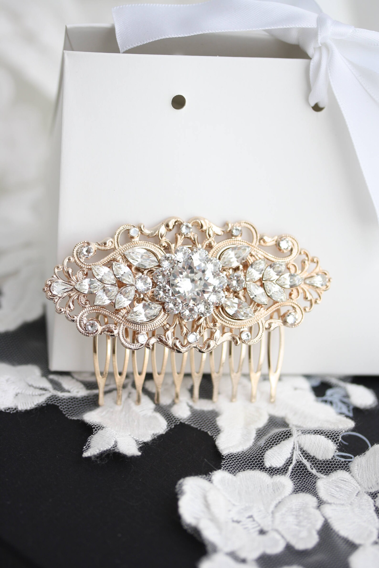 Rose Gold Wedding Hair Comb Art Deco Bridal Hair Accessories | Etsy