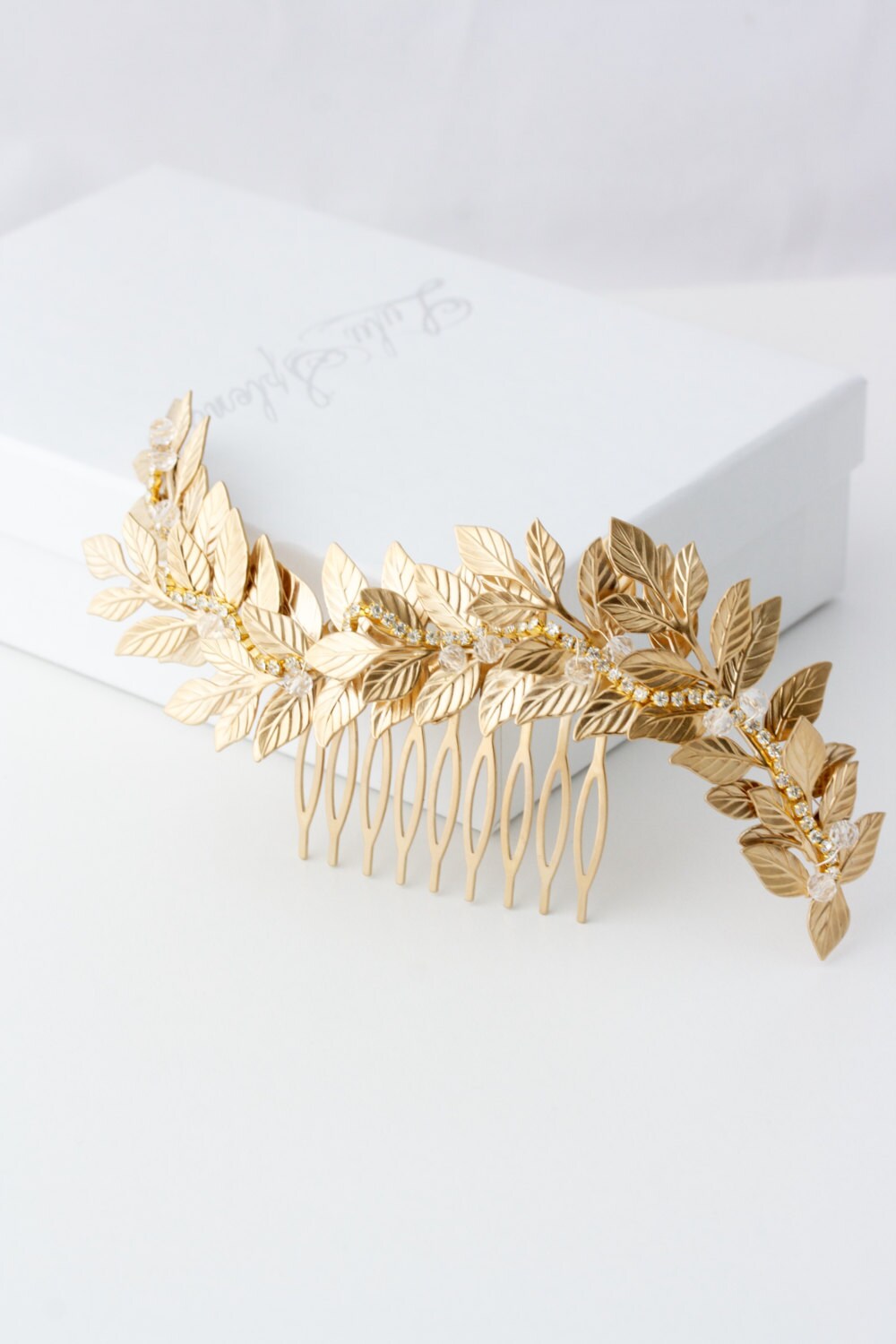 Grecian Headpiece Wedding Hair comb Gold Leaf Hair Vine Matt Etsy