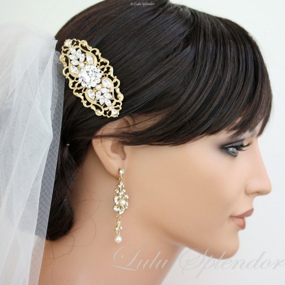 Gold Bridal Comb Art Deco Wedding Hair Accessories Vintage Etsy