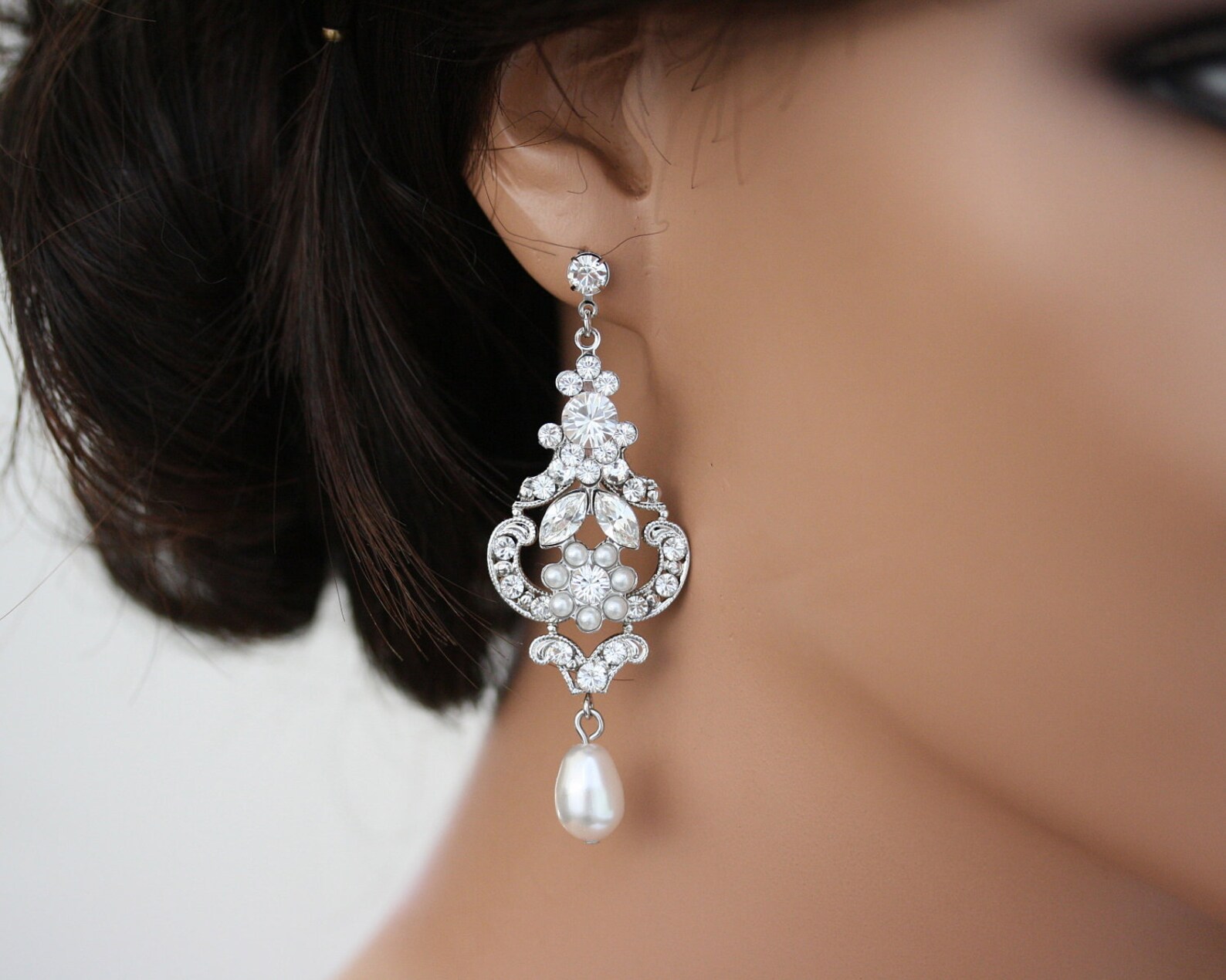 chandelier pearl earrings for wedding