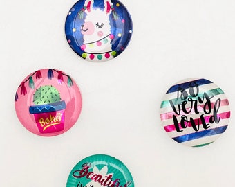 Enamel Epoxy Foil Stickers. Clear Stickers. Llama. So Very Loved. Boho Cactus. Beautiful Isn't Always Perfect. Round.