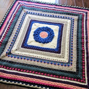 Crocheted Granny Square Blanket. Wool. Afghan. image 3
