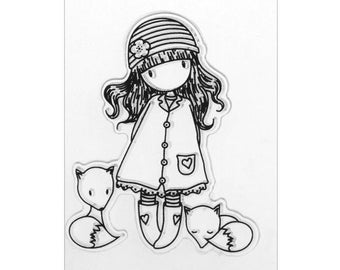 Transparent Clear Stamp Sheet. Girl. Fox. Silicone. Scrapbooking. Stencil. Card Making. Kids Craft.