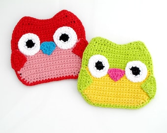 Owl Hot Pad Pattern. Crochet Pattern. Owl Pot Holder. Easy. Cute.