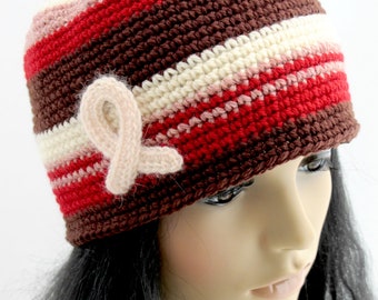 Breast Cancer Awareness Hat. Wool. Beanie.