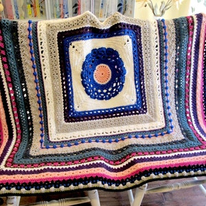 Crocheted Granny Square Blanket. Wool. Afghan. image 5