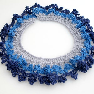 Blue Ruffle Collar Necklace. Organic. Crochet. image 4